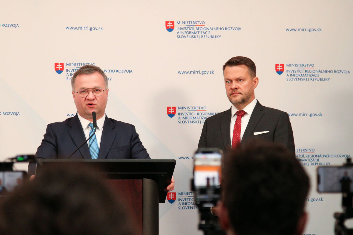 Radomír Šalitroš a Samuel Migaľ počas tlačovej...