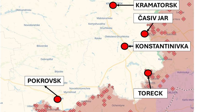 Situácia medzi Pokrovskom a Kramatorskom k 30....