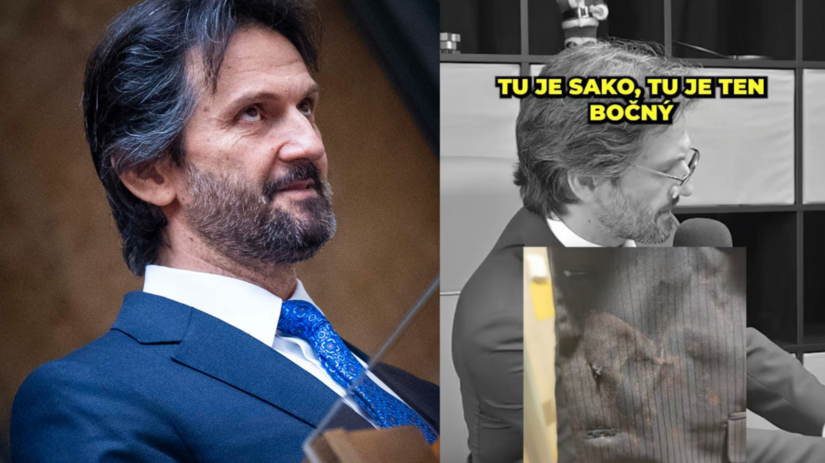 Robert Kaliňák ukazuje rozstrieľané FIcovo...