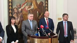 Premiér Robert Fico a primátor Košíc Jaroslav Polaček počas tlačovky