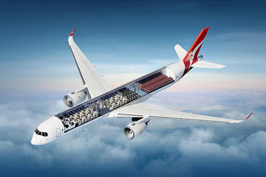 Airbus A350‑1000ULR - prierez kabínou.