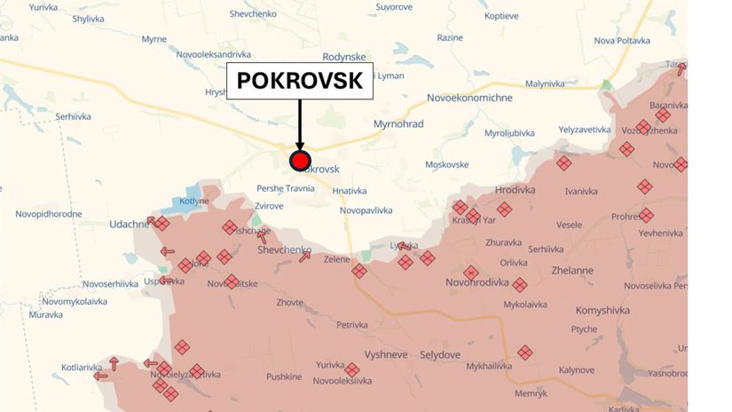 Pokrovsk, situácia v okolí mesta k 23. aprílu 2025