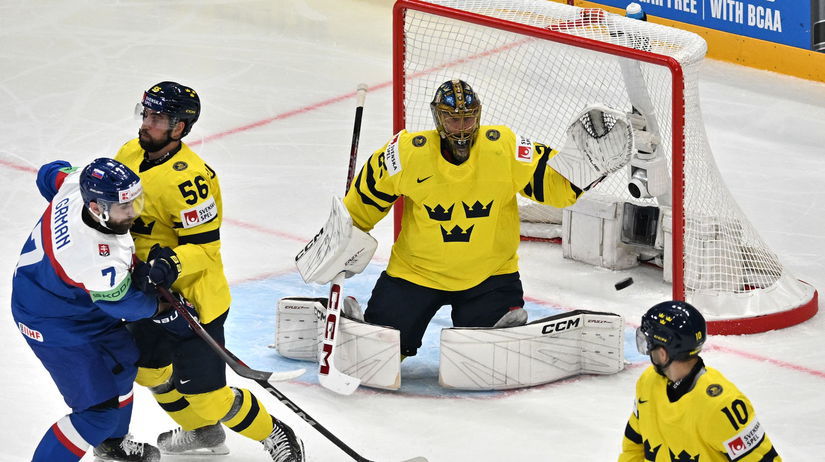 Momentka zo zápasu Slovensko - Švédsko.