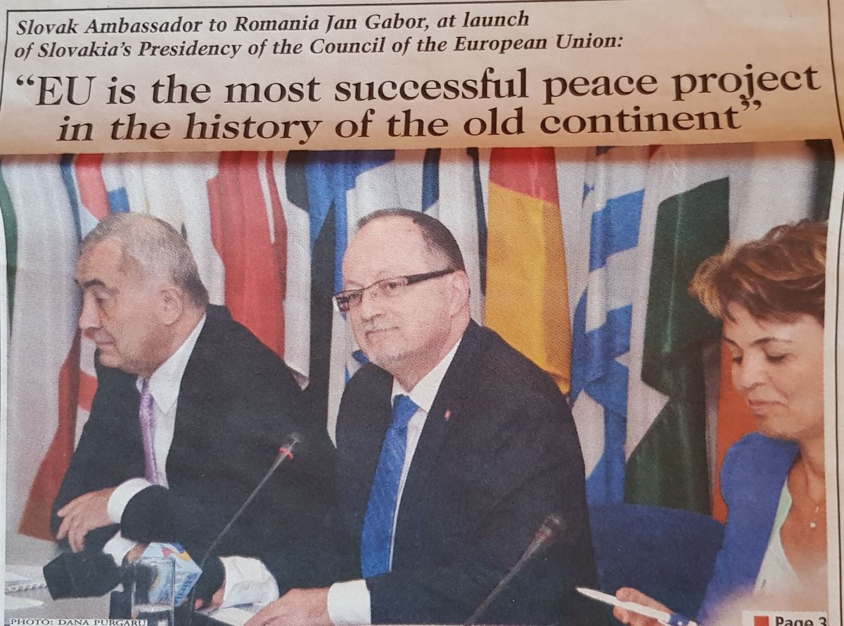Tlačová konferencia v Bukurešti v júli 2016 k...