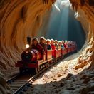 jaskyňa, vláčik, deti