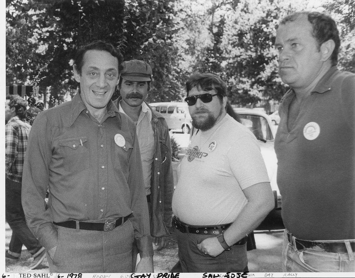 Harvey Milk (vľavo) na Gay Pride v americkom...