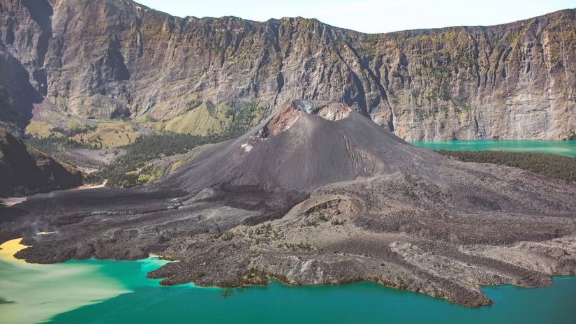 Sopka Mount Rinjani, Indonézia