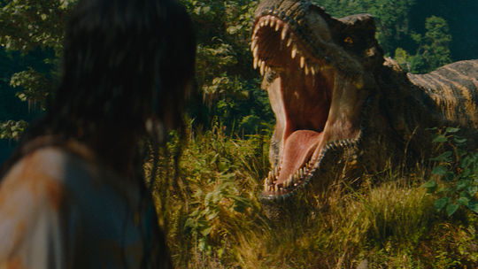 T-Rex vo filme Jurský svet: Znovuzrodenie.