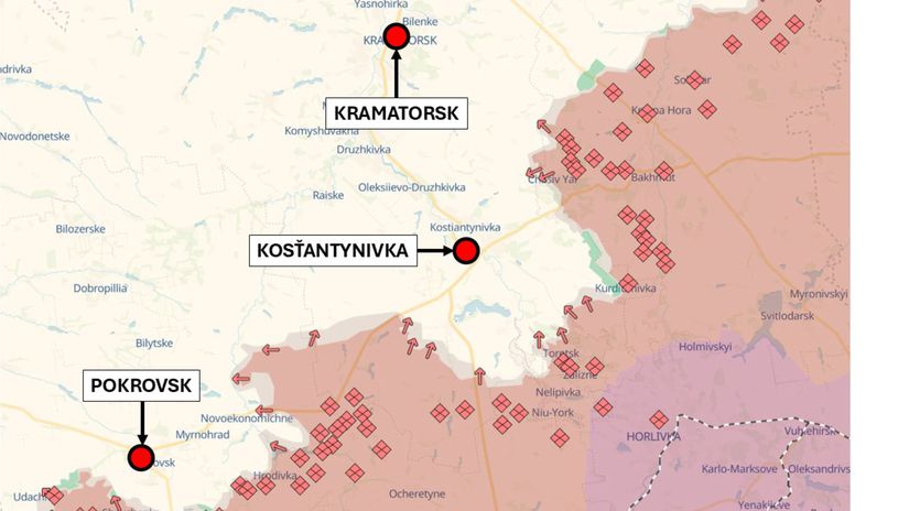 Kosťantynivka, Ukrajina - situácia k 6. júlu 2025