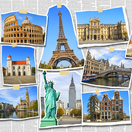 koláž, mestá sveta