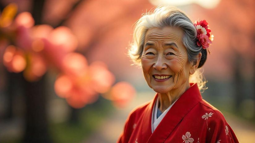 Japonsko, staroba, stará, kimono, Japonka, sakura