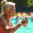 babička, slzný sprej, bazén