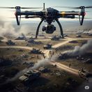 Dron skenuje bojisko - obrázok vytvorený umelou inteligenciou