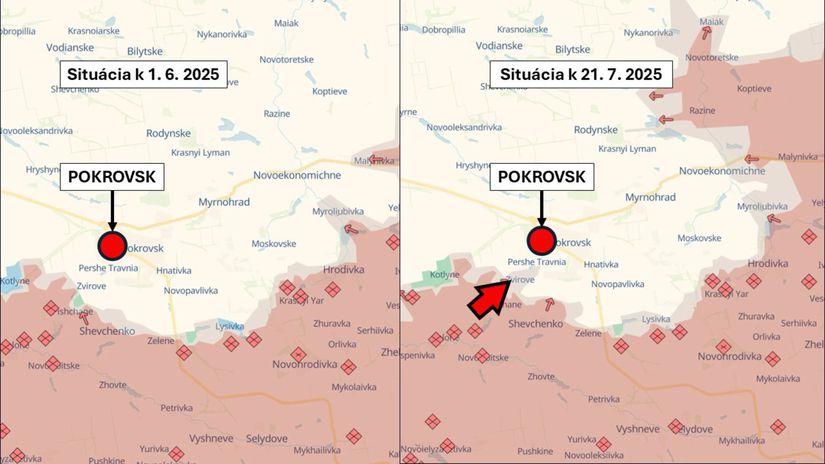 Ukrajinské mesto Pokrovsk v júni a júli 2025