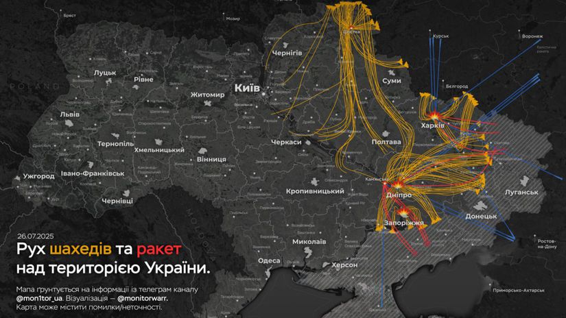 Ruské dronové útoky na Ukrajinu 26. júla 2025