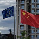 vlajky Ukrajiny, Európskej únie, eú, čína