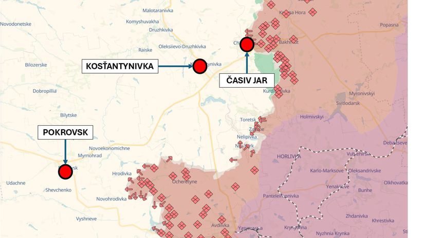 Pokrovsk a Kosťantynivka 8. augusta 2024