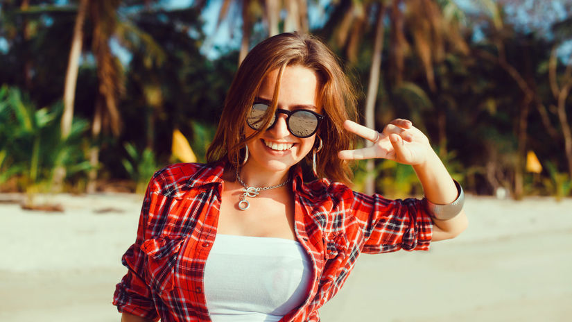 dovolenka, mladá žena, pláž, leto