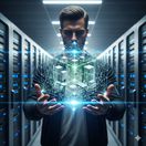 Počítačová sieť v rukách jedného muža - obrázok...