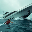 luxusná jachta, loď, potápanie, potopenie, more, záchranná vesta