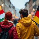 turisti, cestovanie, nemecká vlajka, maďarská vlajka