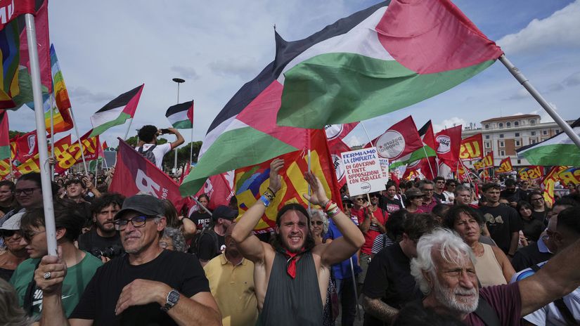 Rím, taliansko, protest, pásmo Gazy, Palestína