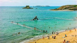 Saint-Malo, Bretónsko, Francúzsko, pláž, more, dovolenka, cestovanie