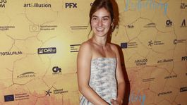 Herečka Viktória Harkabus Jurištová na premiére...