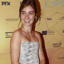 Herečka Viktória Harkabus Jurištová na premiére...