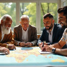 mapa, svet, stretnutie, porada, ľudia, stôl, cestovanie