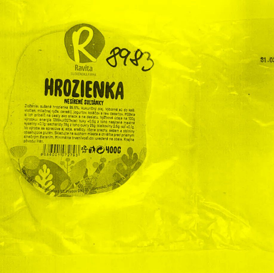 Nevyhovujúci výrobok hrozienka