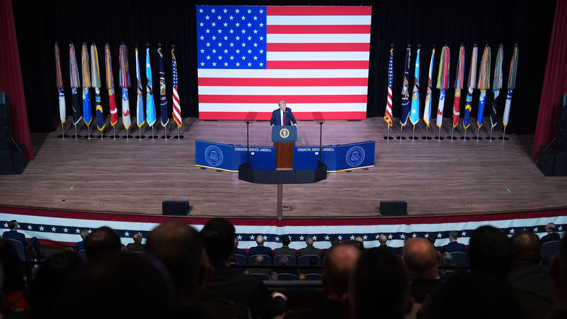Prezident USA Donald Trump počas prejavu na...