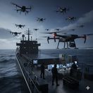 Drony štartujúce z lode - obrázok vytvorený AI