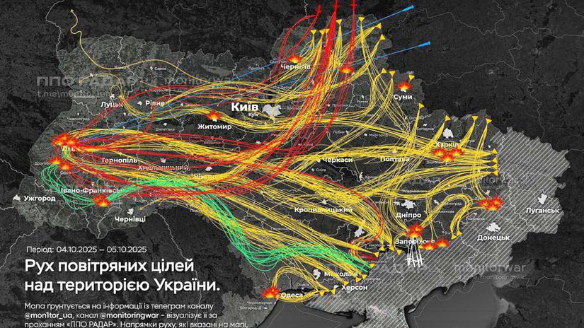 Mapa pôsobenia ruských dronov za 24 hodín - do...