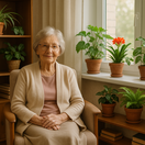 izbové rastliny, babička, žena v rokoch, dôchodkyňa, NEPOUŽÍVAŤ