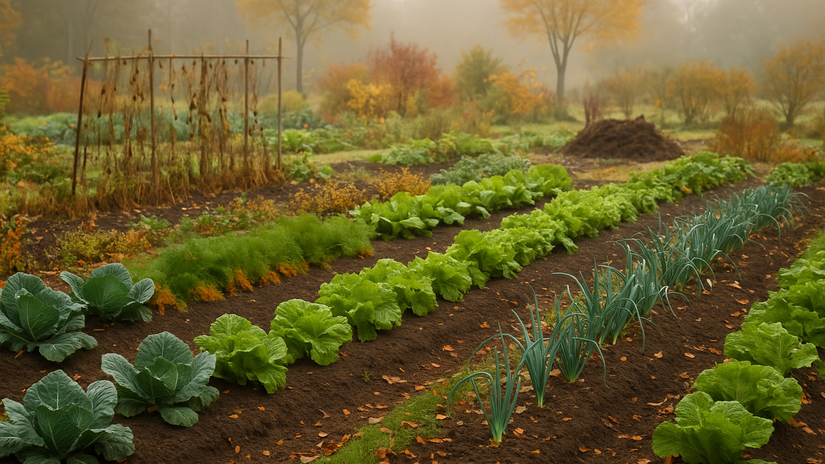 záhrada, zeleninová záhrada, jeseň, jesenná...