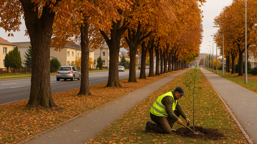 alej, gaštan, gaštanová alej, ilustračná...