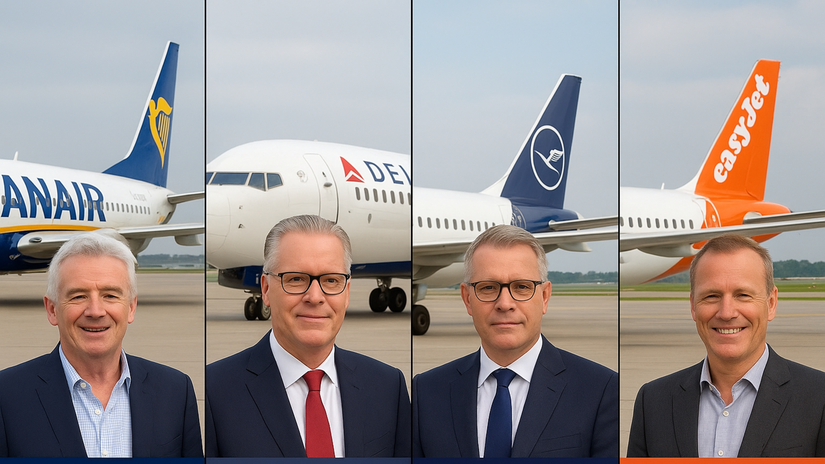 koláž, lietadlá, šéfovia