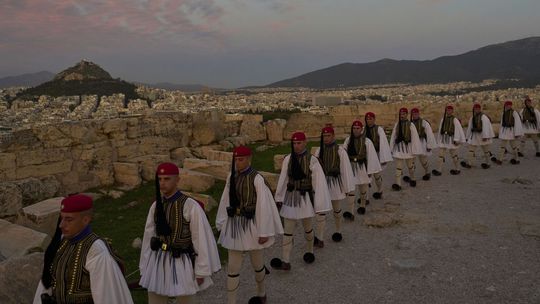 Grécko, stráž, Akropola, Atény