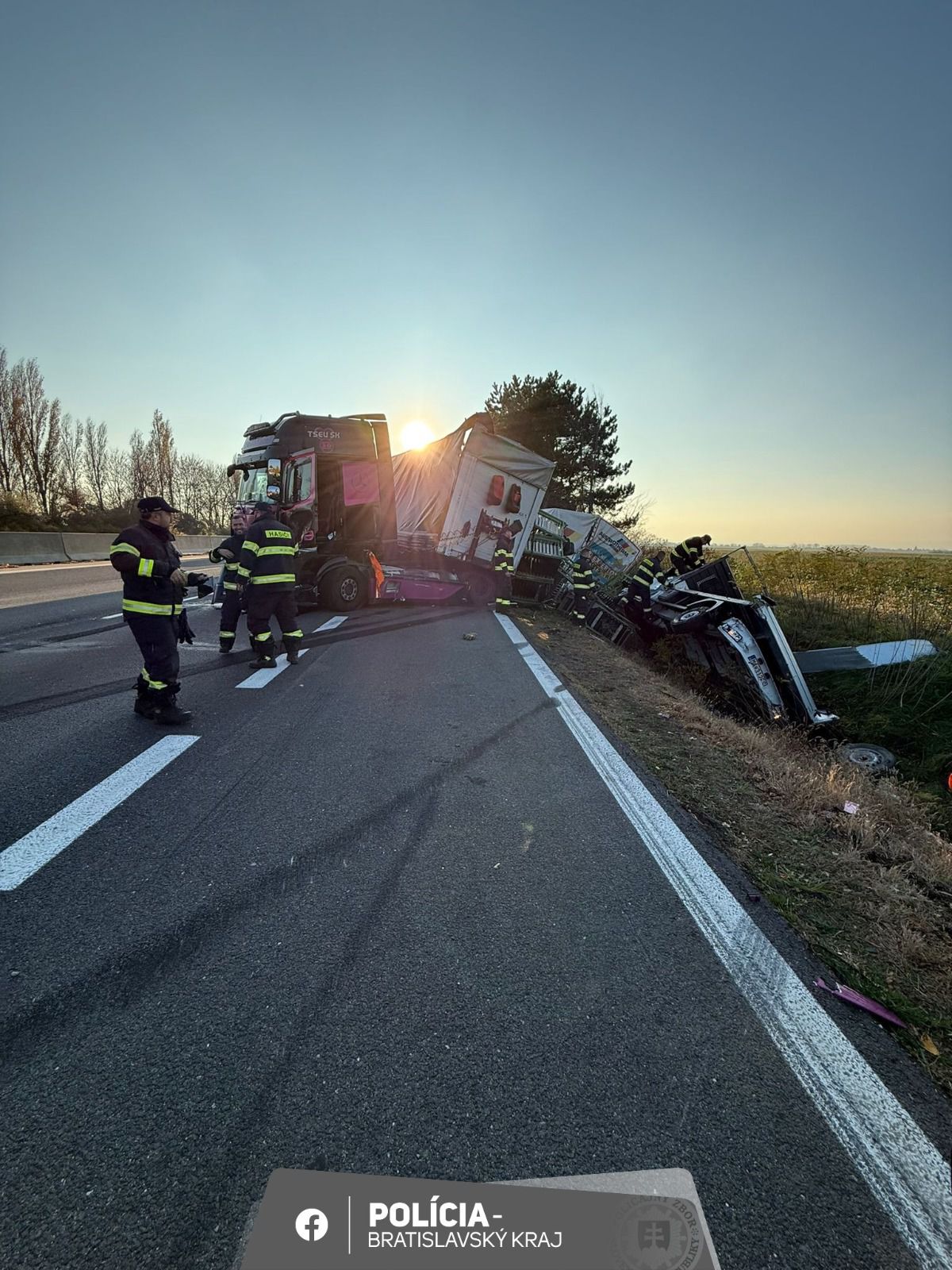 Havária na diaľnici D1 v smere na Bratislavu.
