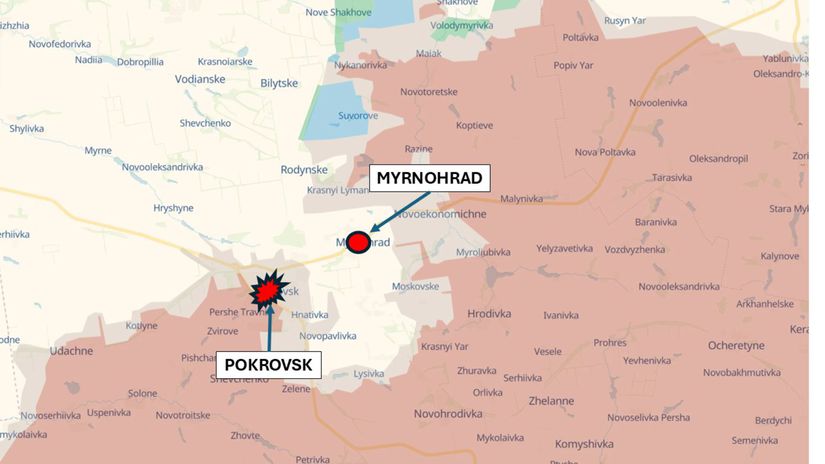 Pokrovsk a Myrnohrad, Ukrajina 5. novembra 2025