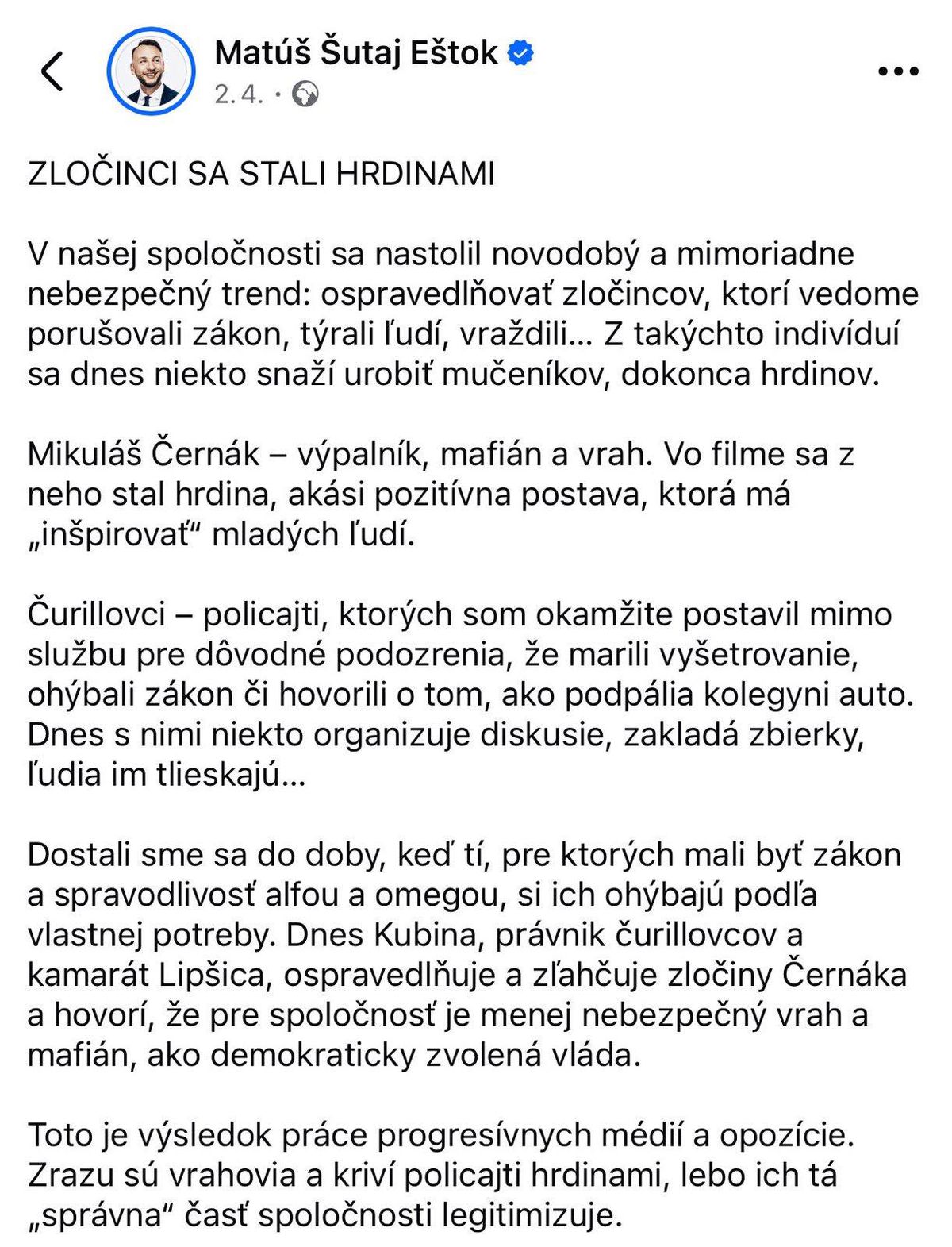 Status ministra vnútra Matúša Šutaja Eštoka zo...