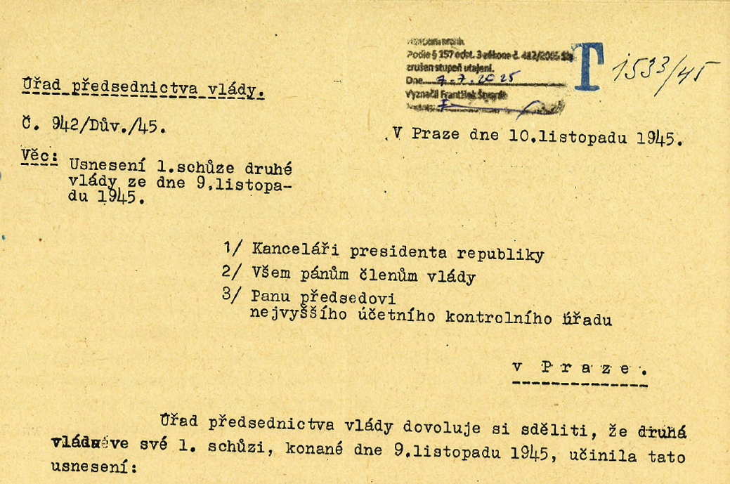 Záhlavie zápisnice tajného rokovania...