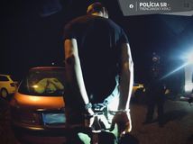 polícia, putá, výtržník, spútaný zlodej