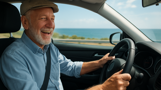 dedko, senior, dôchodca, volant, auto,...