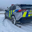 sneh, zima, policajné auto, polícia