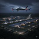 Dron nad leteckou základňou - obrázok vytvorený AI