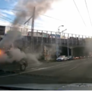 auto, oheň, požiar, cesta, Česko, Policie ČR