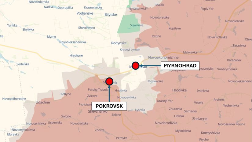 Pokrovsk a Myrnohrad, Ukrajina - situácia k 25....