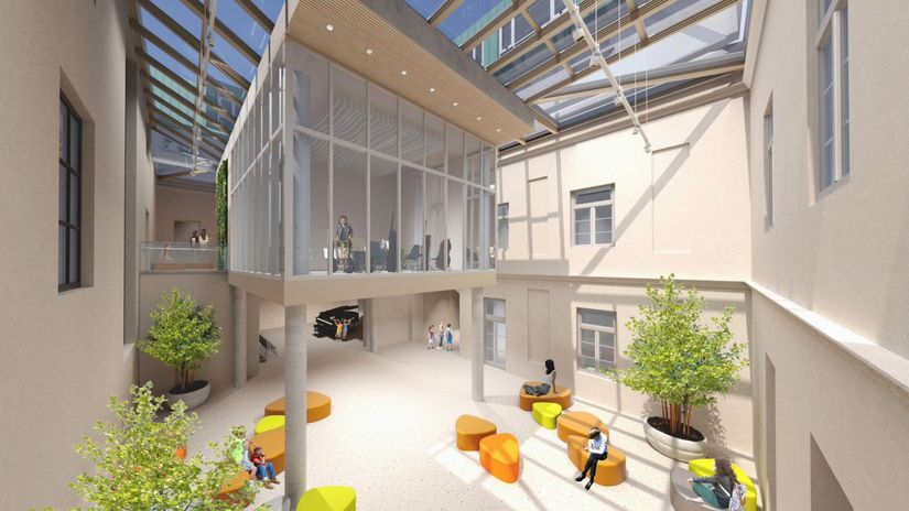 Presklené átrium v podobe modernej kocky bude...